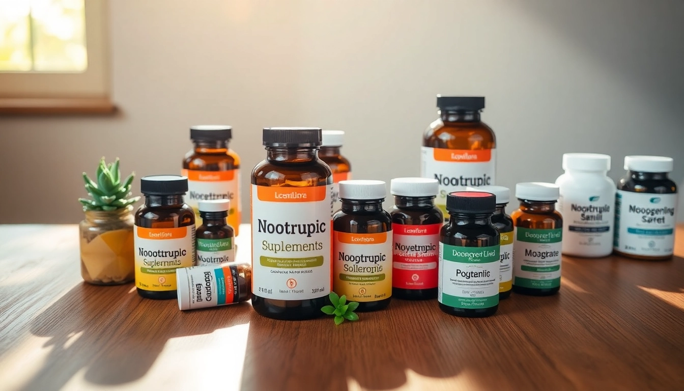 Elevate cognitive functions with these diverse nootropics displayed on a rustic table.