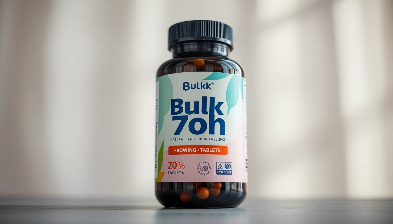 Discover Bulk 7oh tablets, showcasing vibrant packaging and quality labeling in a striking close-up.