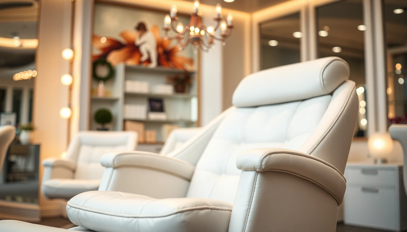 Kosmetik Stuhl mit luxuriösem Design für einen modernen Schönheitssalon präsentieren.
