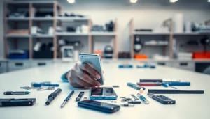 Riparazione cellulari Torino con tecnico esperto che lavora su smartphone.