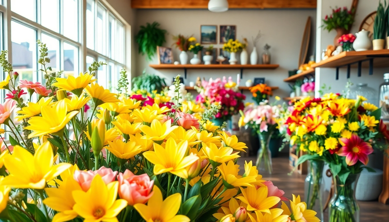 Beautiful display of Huntington Beach flowers in a vibrant flower shop.