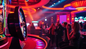 Crazy Time live casino experience featuring a vibrant spinning wheel and excited players.