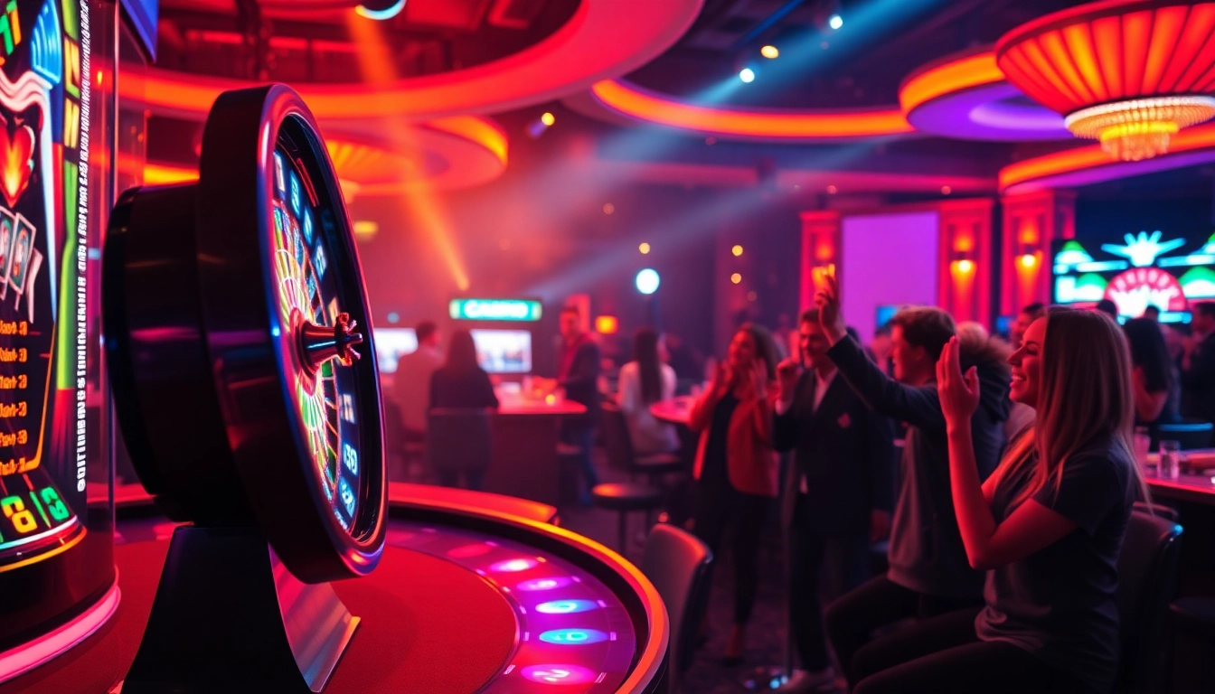 Crazy Time live casino experience featuring a vibrant spinning wheel and excited players.