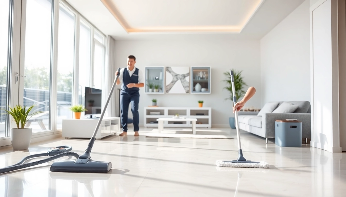 Bond cleaning Brisbane service showcasing a professional cleaner in action within a pristine apartment.
