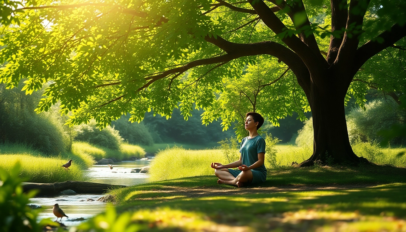 Person meditating in nature, illustrating techniques for dealing with stress.