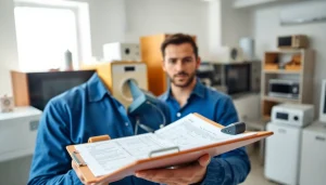 Expert conducting Pat testing Lichfield on electrical devices in a bright office environment.
