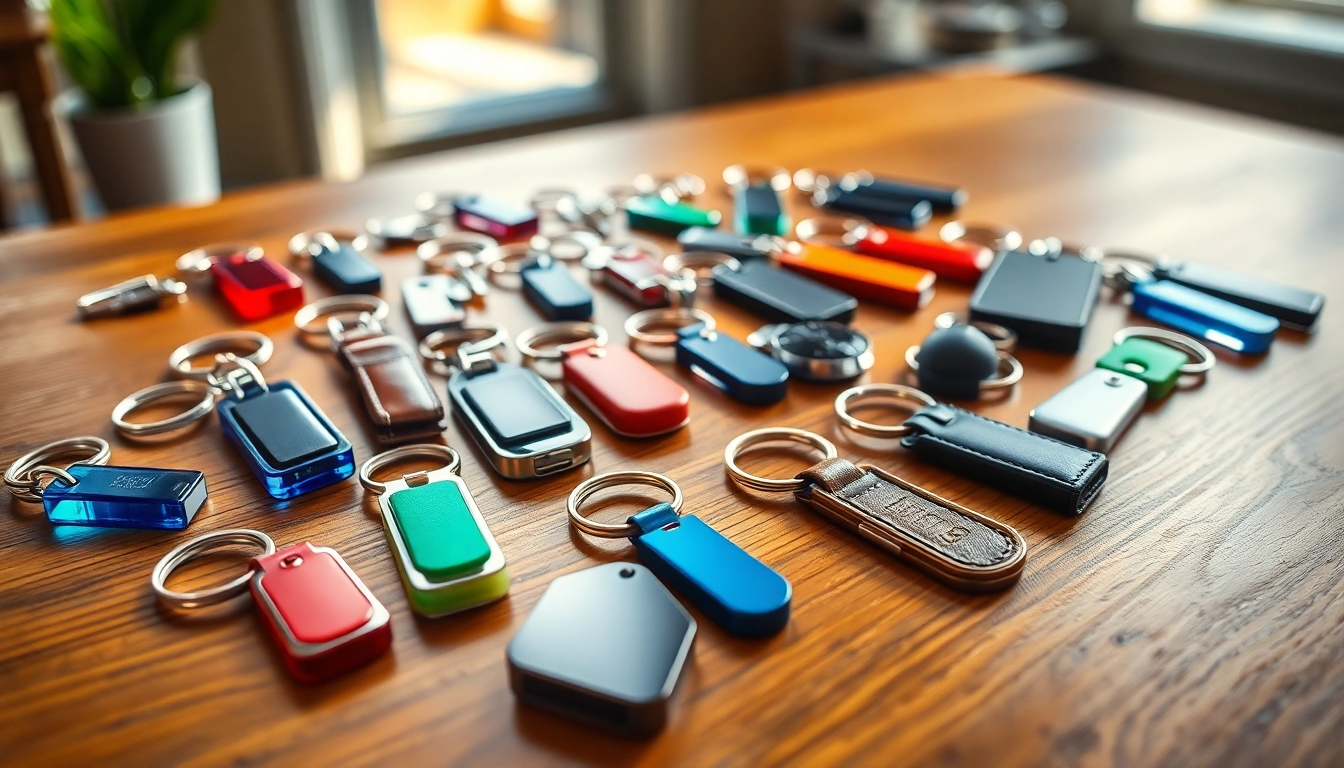 Showcasing personalized keychains in various styles and colors to inspire customization.