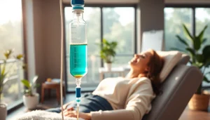 Experience IV Therapy treatment in a tranquil clinic setting with soothing elements and care.