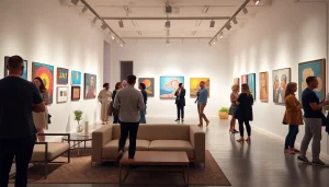 Visitors engaging with art pieces at the in lieu gallery in Los Angeles