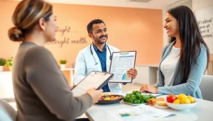 Consulting on a weight loss program plan at a modern wellness clinic