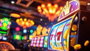 Main slot machine display at situs slot batman138 with vibrant gaming symbols and lively atmosphere.