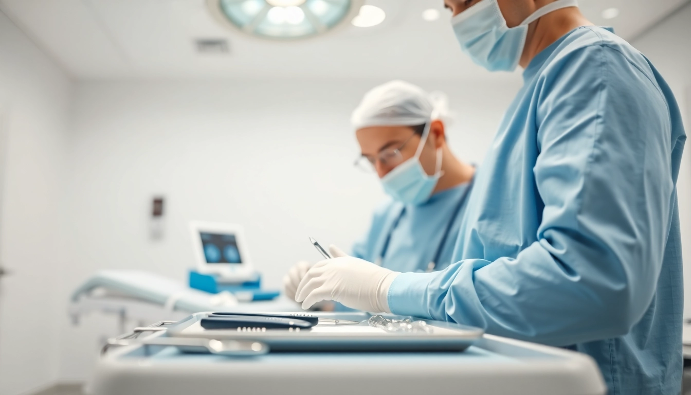 Bauchdeckenstraffung Braunschweig: Surgeon performing a professional procedure in a modern clinic.